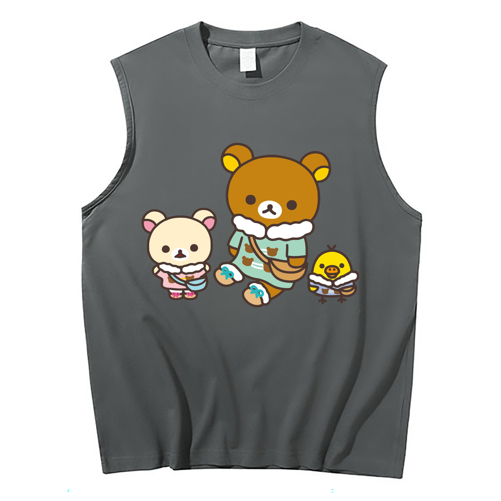 （画像用） リラックマ リラックマ キイロイトリ Rilakkuma Korilakkuma Kiiroitori コットン100％タンクトップ（フロントプリント）